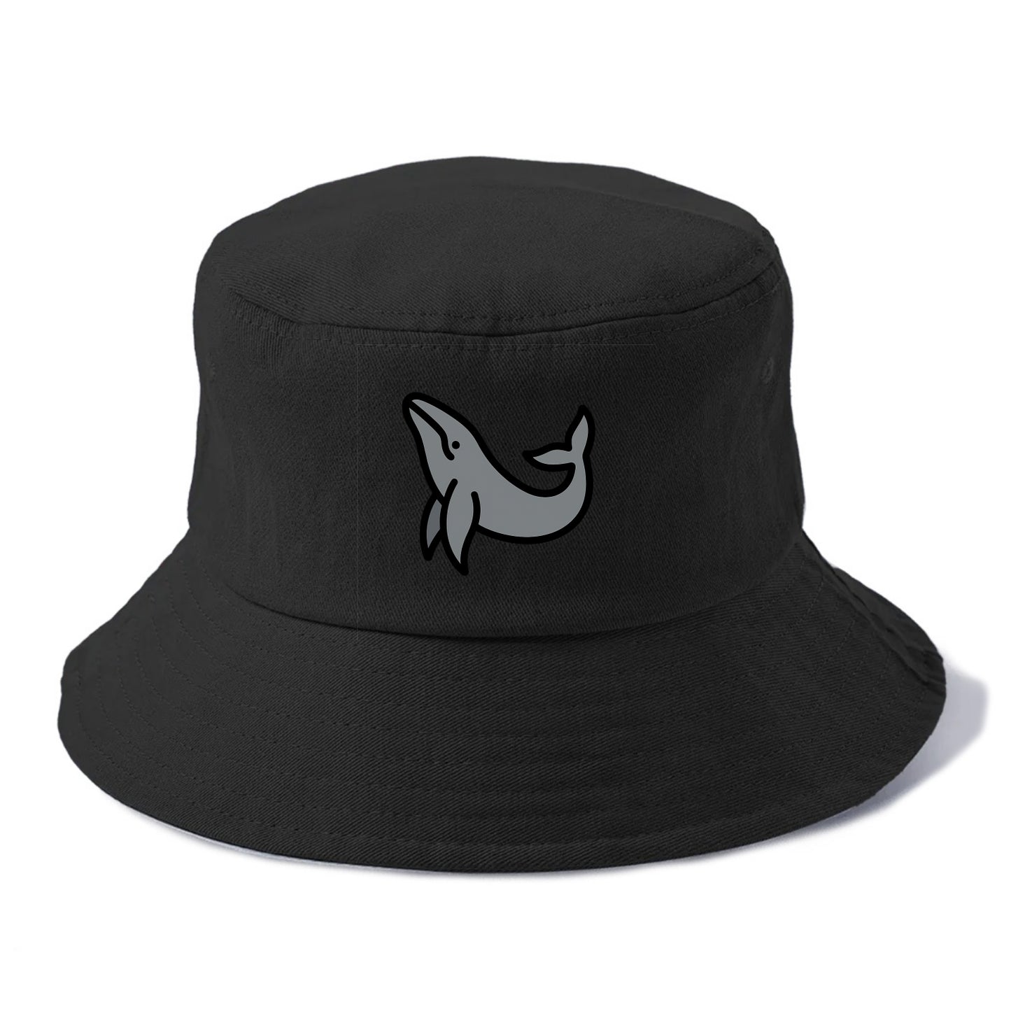 Humpback Whale - Gray breaching pose flat side profile - Bucket Hat - Black