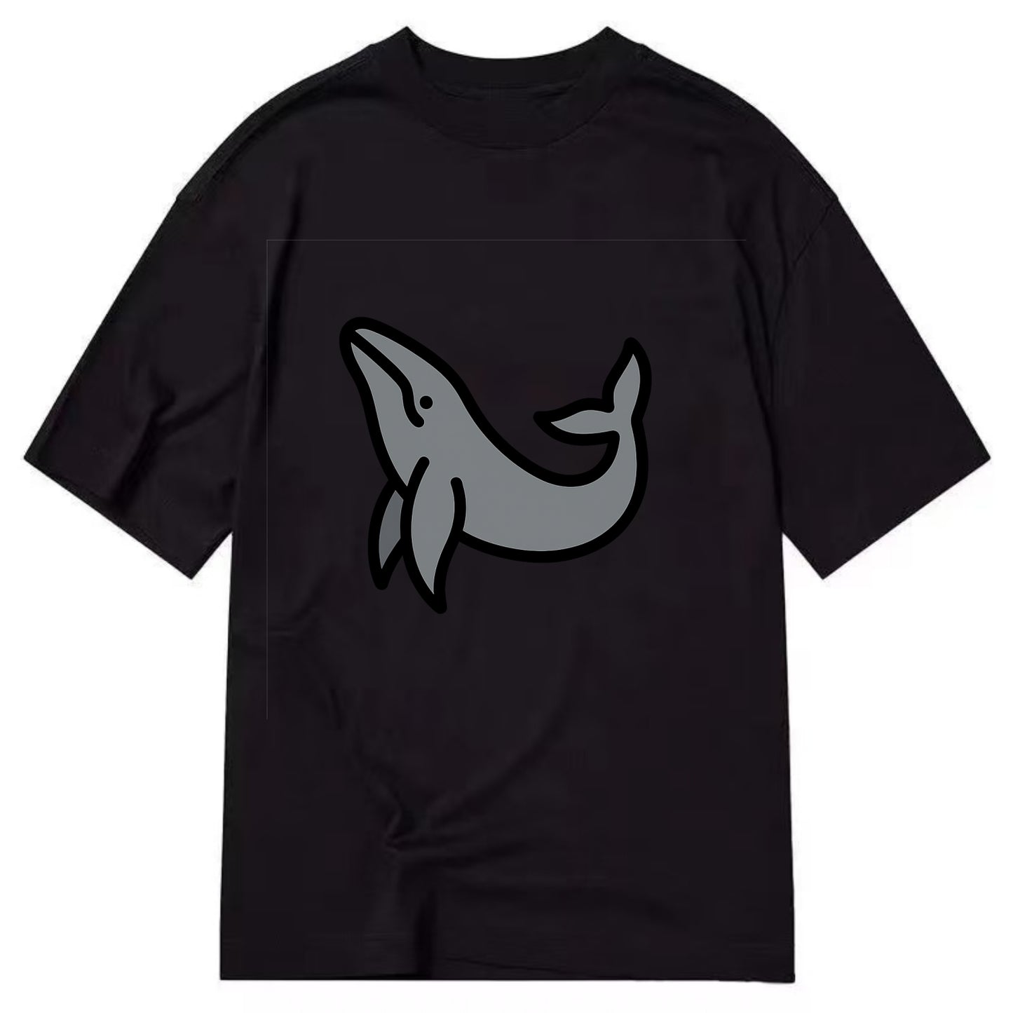Humpback Whale - Gray breaching pose flat side profile - Classic T-shirt - Black