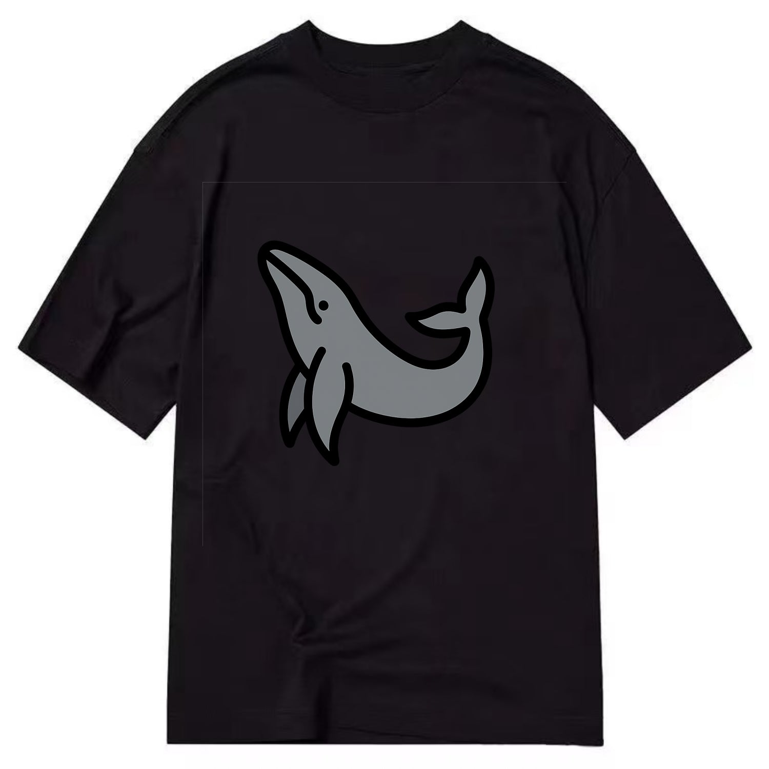 Humpback Whale - Gray breaching pose flat side profile - Classic T-shirt - Black
