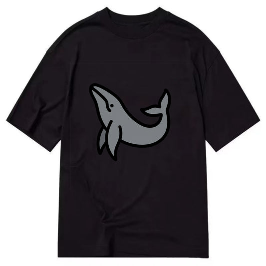 Humpback Whale - Gray breaching pose flat side profile - Classic T-shirt - Black