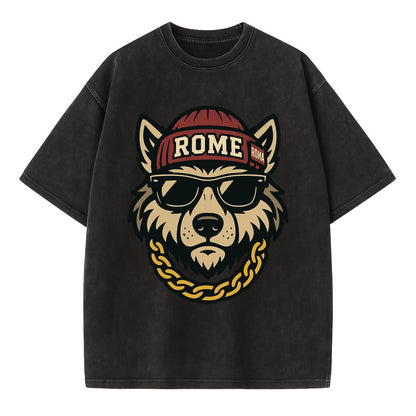 Rome Wolf - Vintage T-shirt - Black