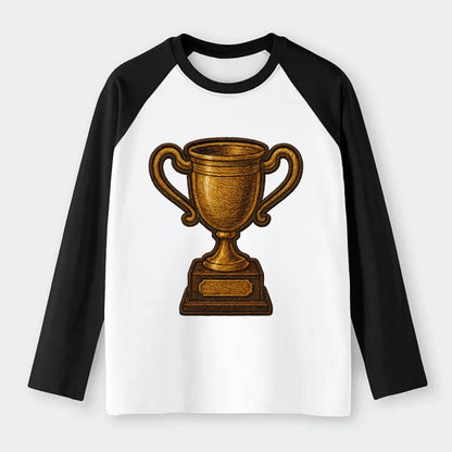 Trophy Cup  - Raglan Long Sleeve T-Shirt - Black