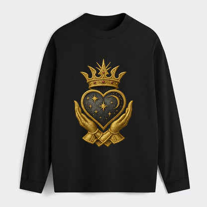 Hammered bronze warrior crown anchoring a dark steel heart with - Classic Long Sleeve Shirt - Black