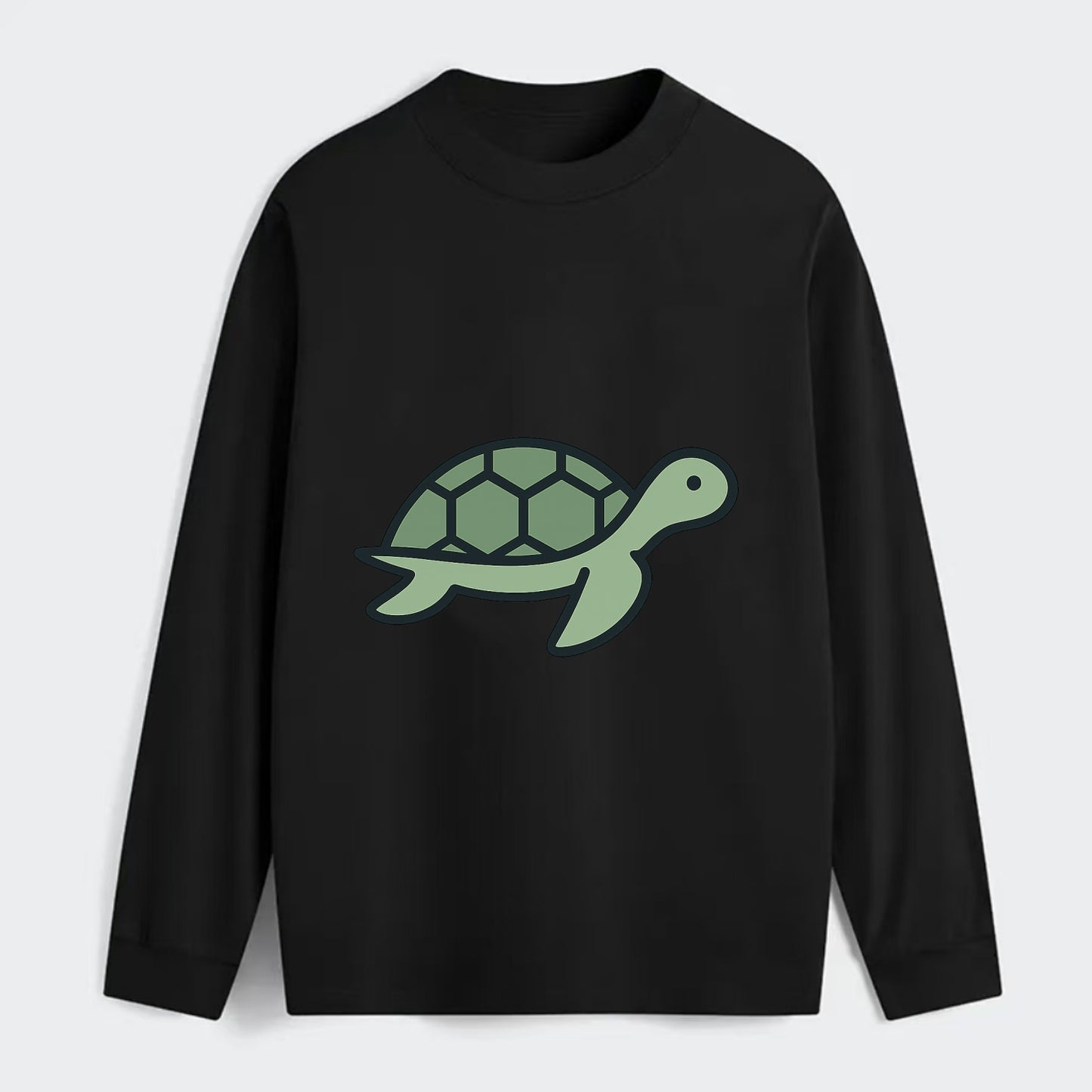 Sea Turtle - Green with shell pattern flat side profile - Classic Long Sleeve Shirt - Black