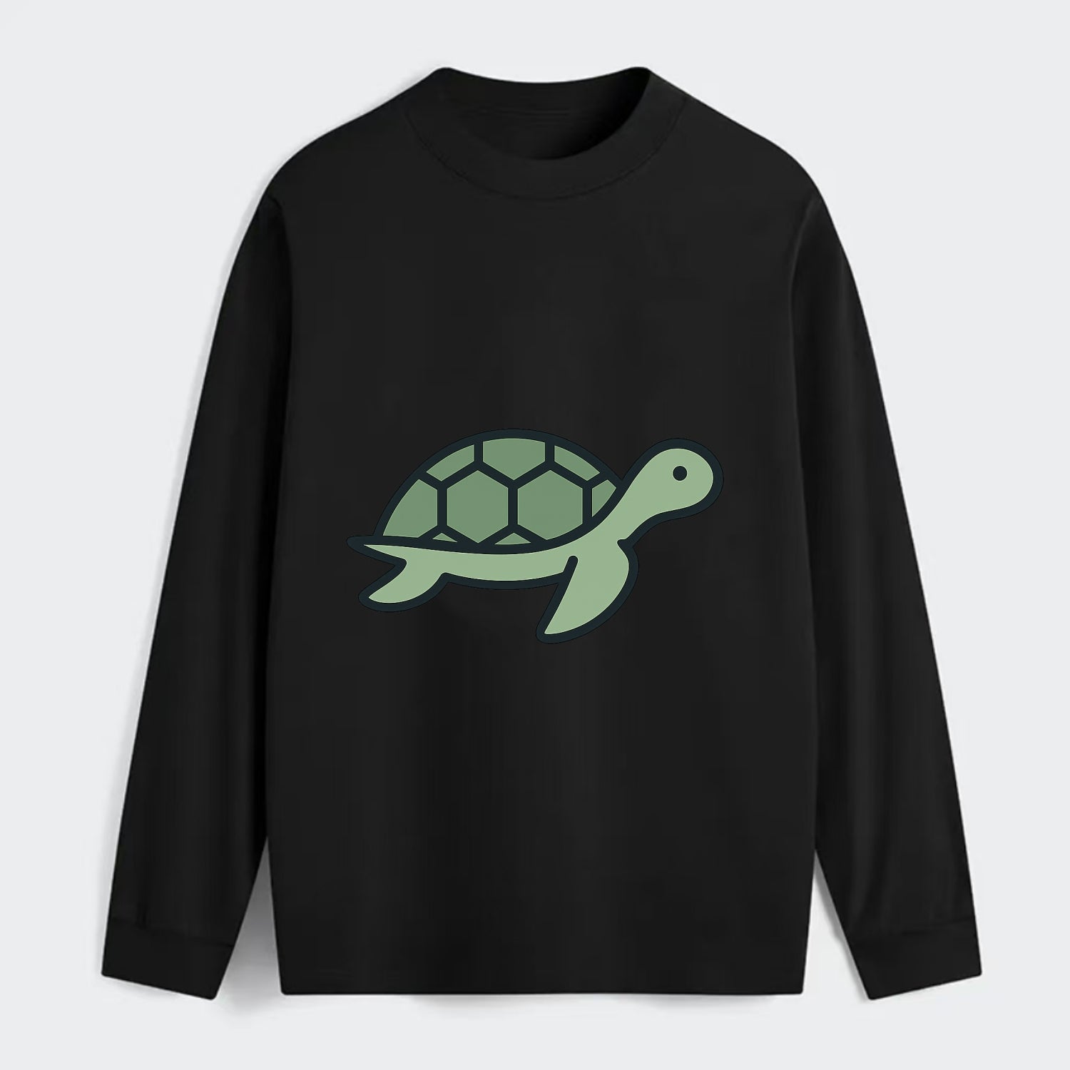 Sea Turtle - Green with shell pattern flat side profile - Classic Long Sleeve Shirt - Black