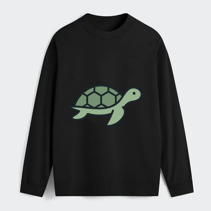 Sea Turtle - Green with shell pattern flat side profile - Classic Long Sleeve Shirt - Black