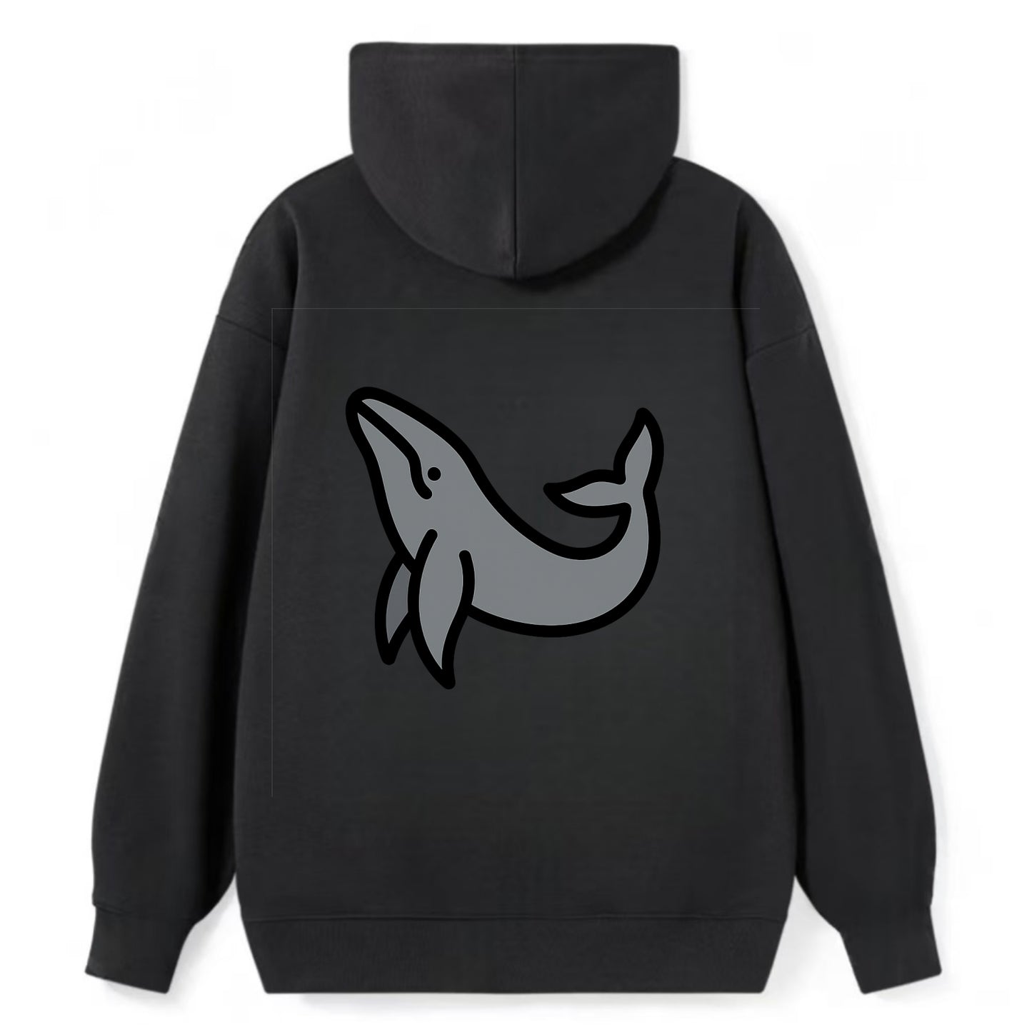 Humpback Whale - Gray breaching pose flat side profile - Classic Pullover Hoodie - Black