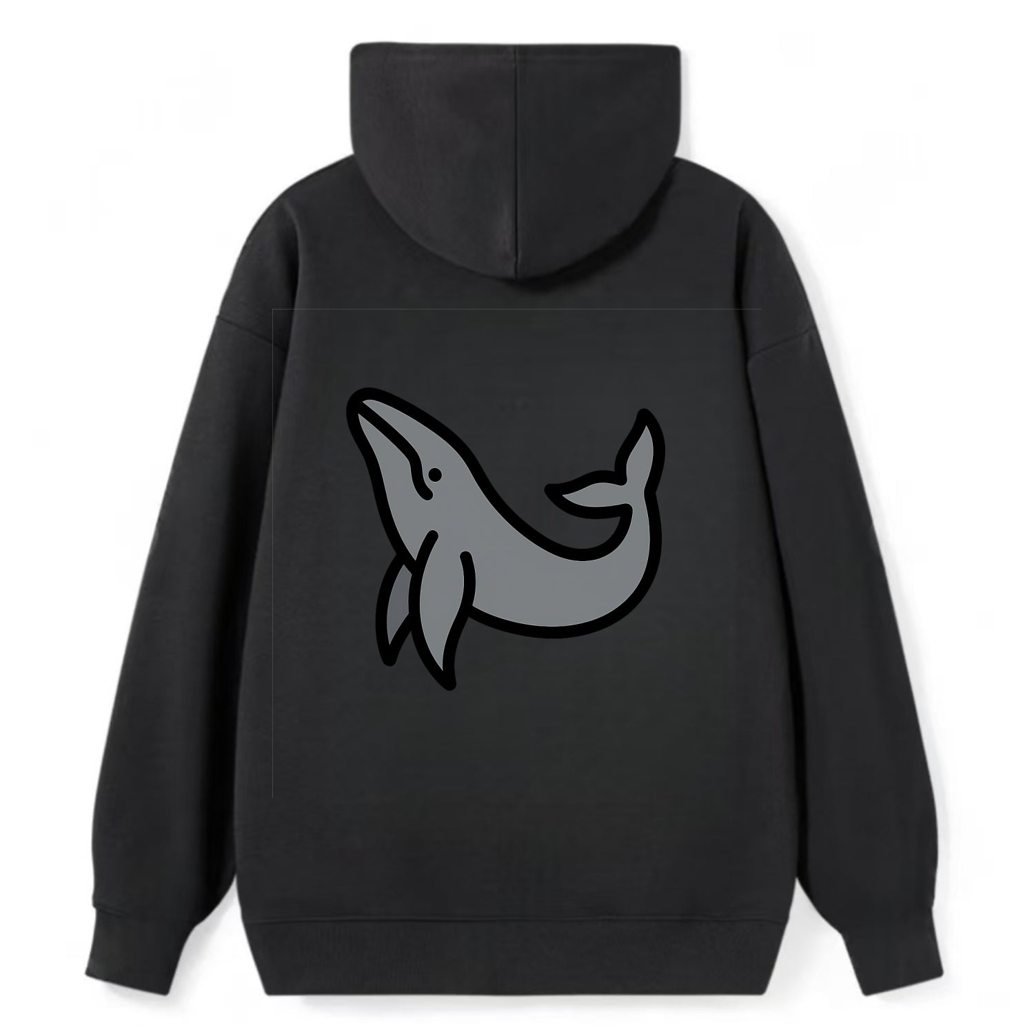 Humpback Whale - Gray breaching pose flat side profile - Classic Pullover Hoodie - Black