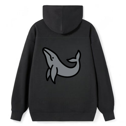 Humpback Whale - Gray breaching pose flat side profile - Classic Pullover Hoodie - Black