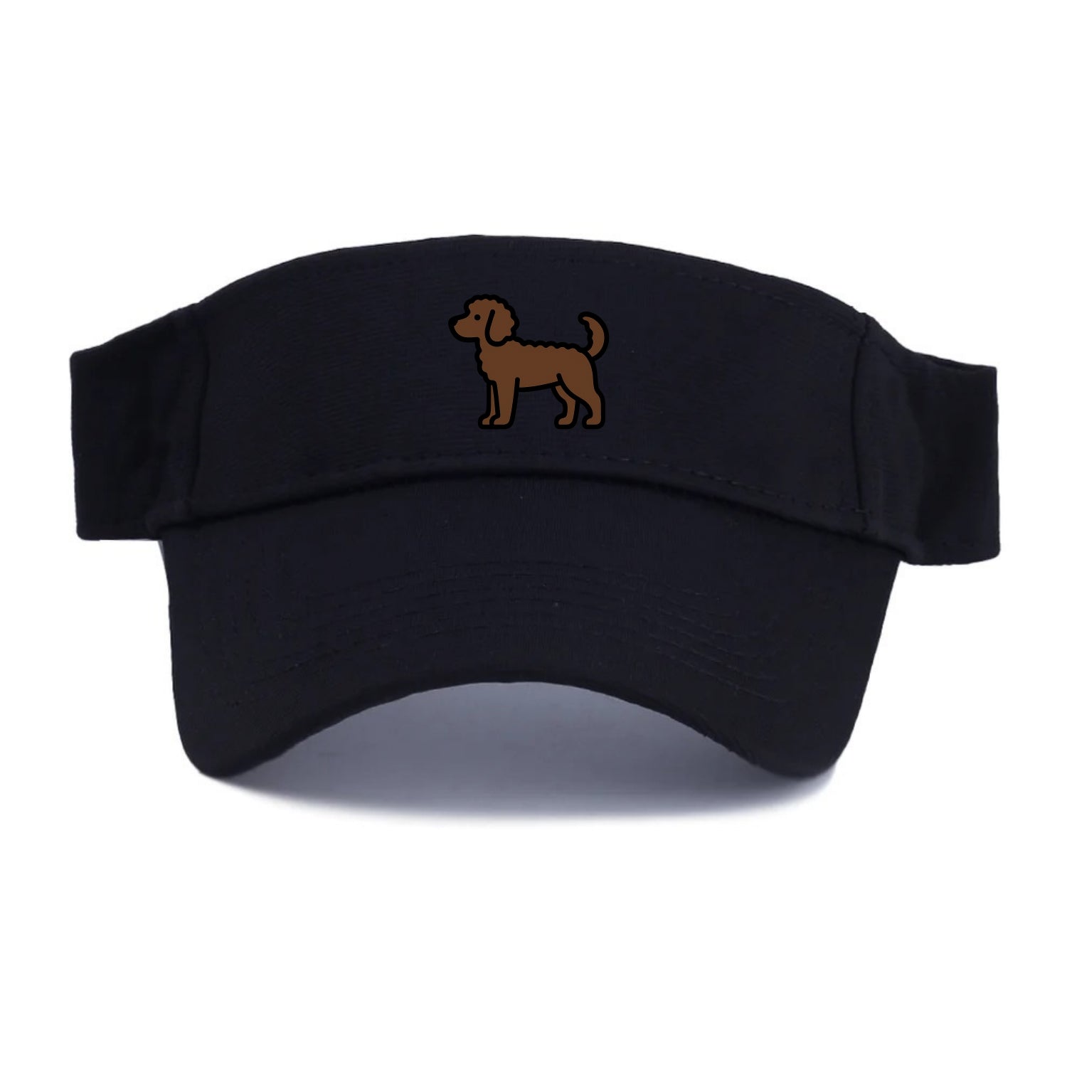 Labradoodle - Chocolate curly flat side profile - Visor - Black