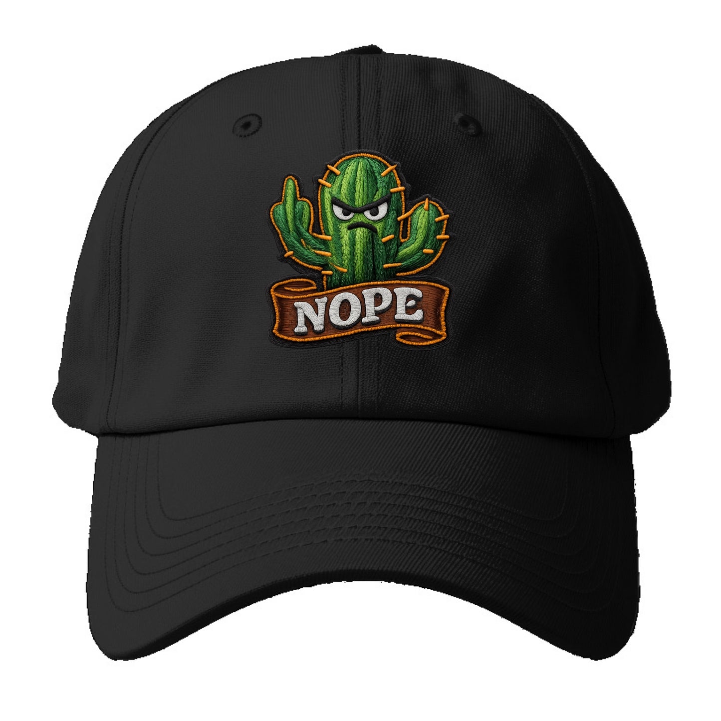 NOPE CACTUS - cactus with attitude in green , prickly personality - Baseball Cap - Black