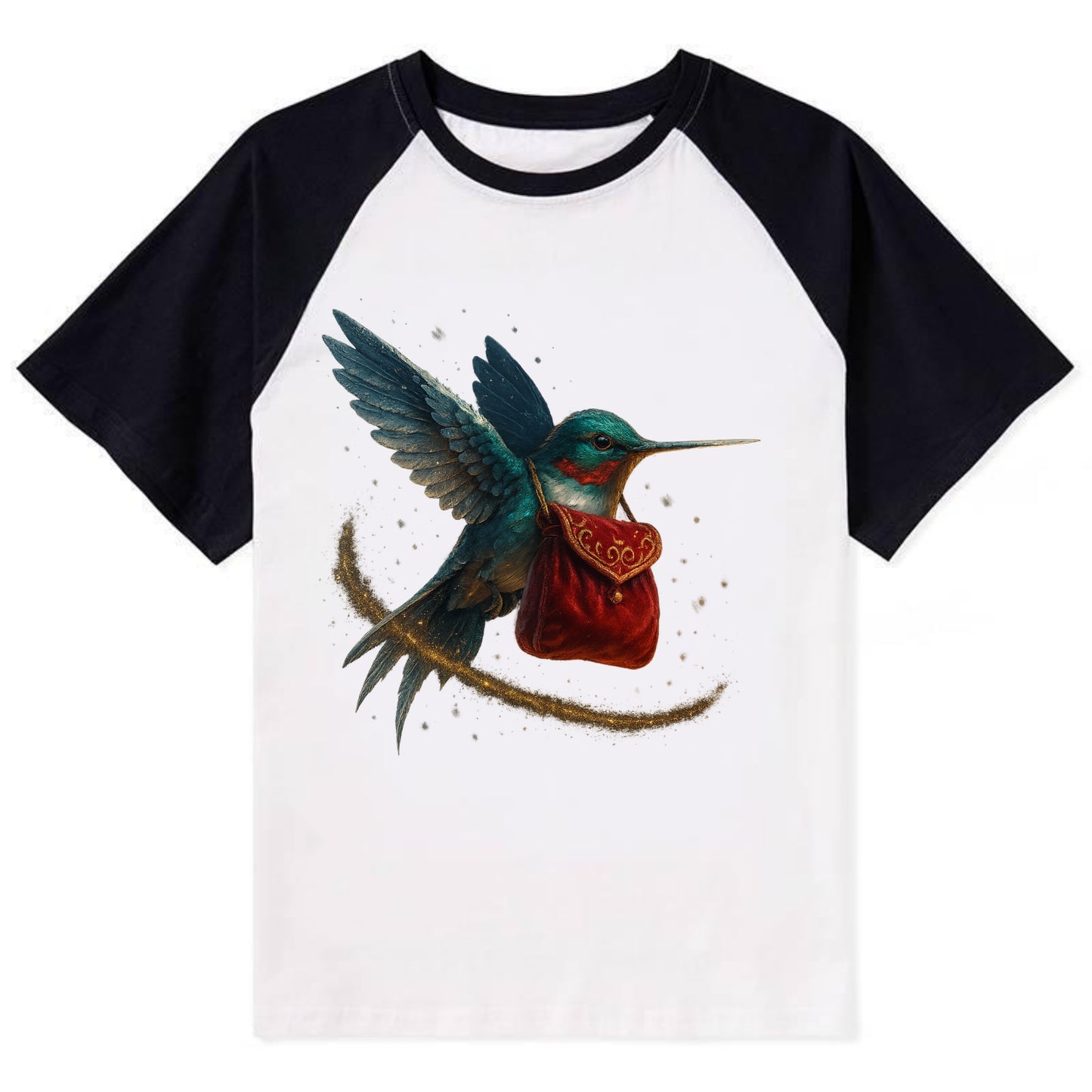 Frostbite Hummingbird Courier  - Contrast Raglan T-shirt - Black