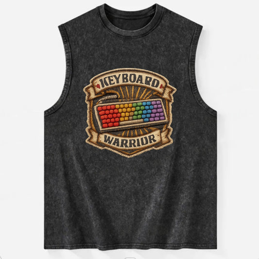 KEYBOARD WARRIOR - mechanical keyboard in RGB rainbow , PC master race - Vintage Washed Tank - Black