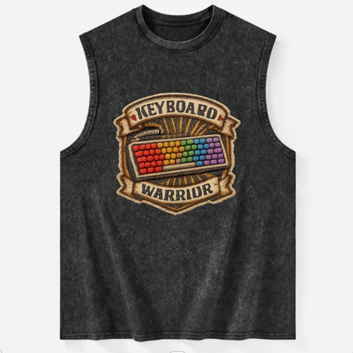 KEYBOARD WARRIOR - mechanical keyboard in RGB rainbow , PC master race - Vintage Washed Tank