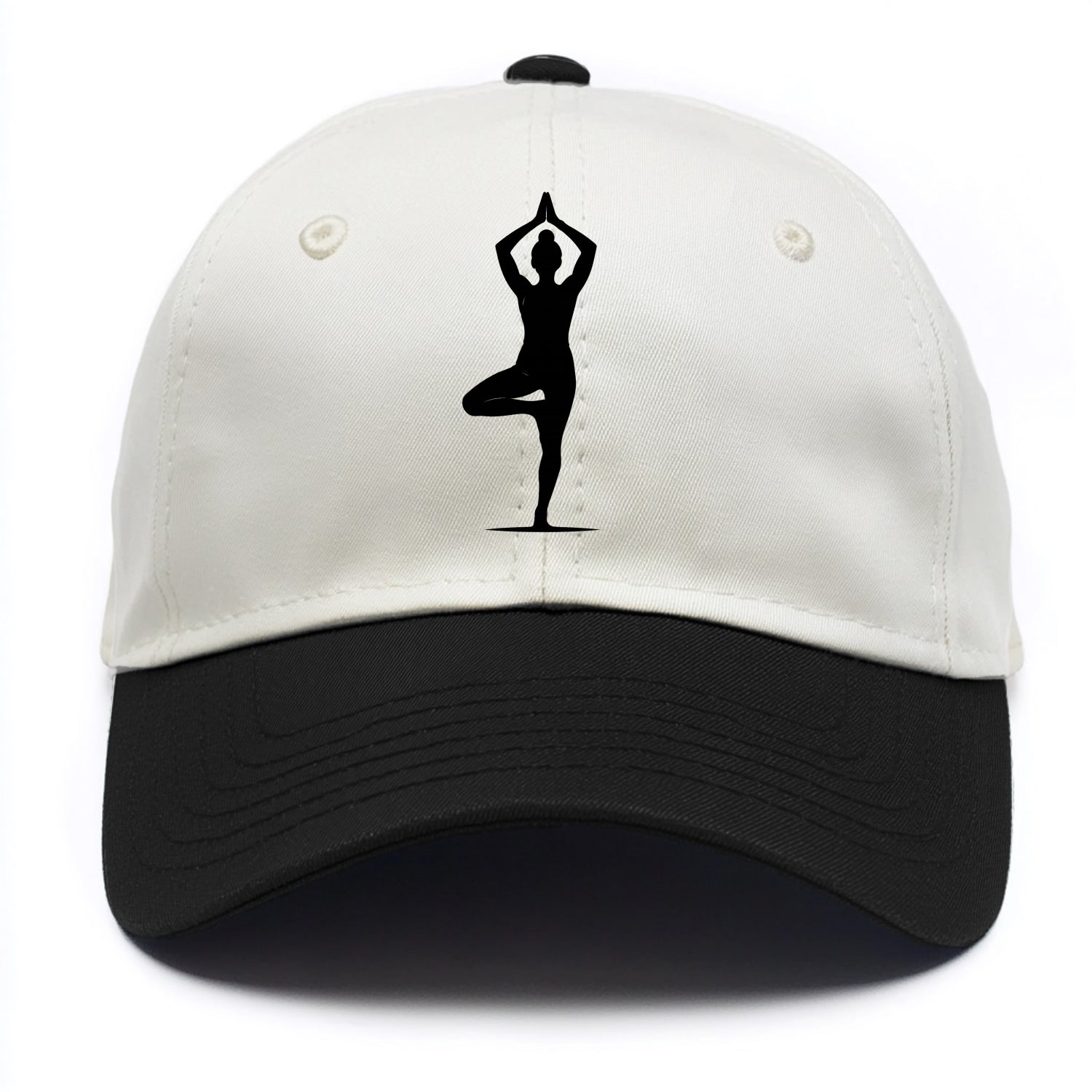 Yoga practitioner in tree pose - Two Tone Cap - Black