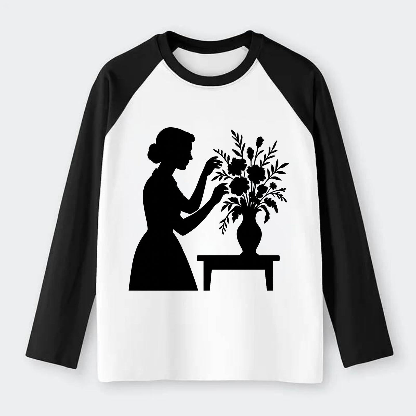 Florist arranging dramatic bouquet - Raglan Long Sleeve T-Shirt - Black