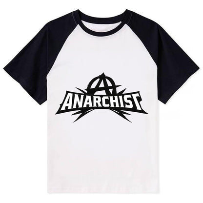 Bold typography design - "ANARCHIST" - no masters, self-governed - Contrast Raglan T-shirt - Black