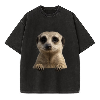 Meerkat  - Vintage T-shirt - Black