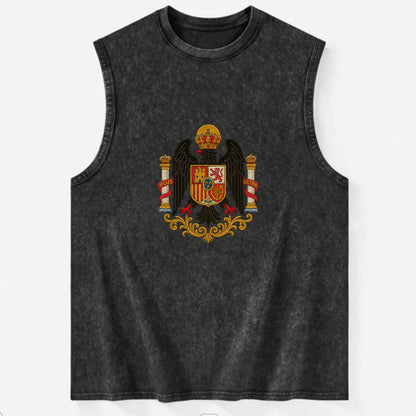 Imperial Eagle Of Spain Crest - Vintage Washed Tank - Black