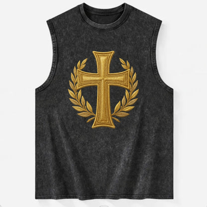Victory Cross  - Vintage Washed Tank - Black