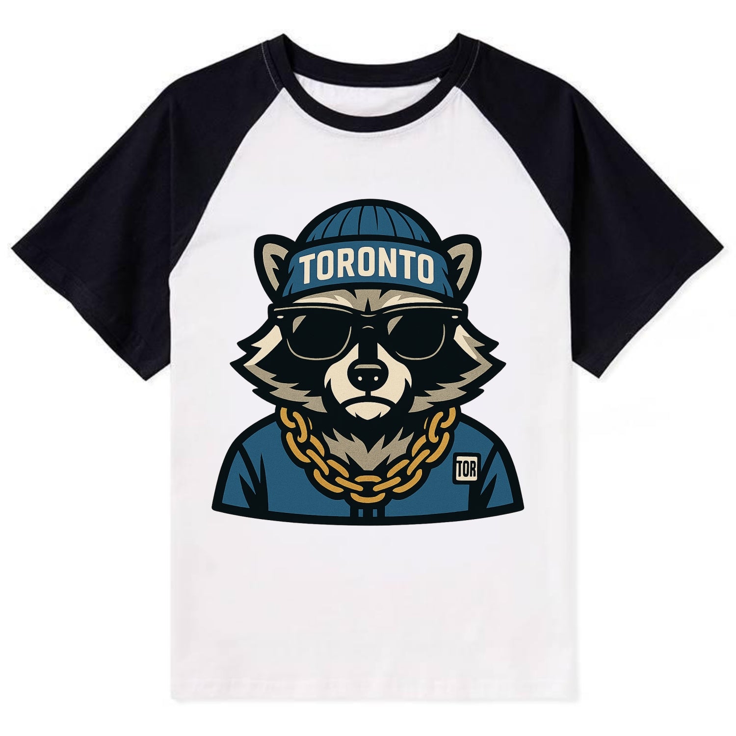 Toronto Raccoon - Contrast Raglan T-shirt - Black