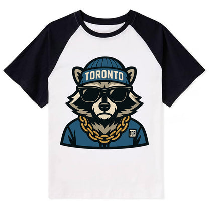 Toronto Raccoon - Contrast Raglan T-shirt - Black