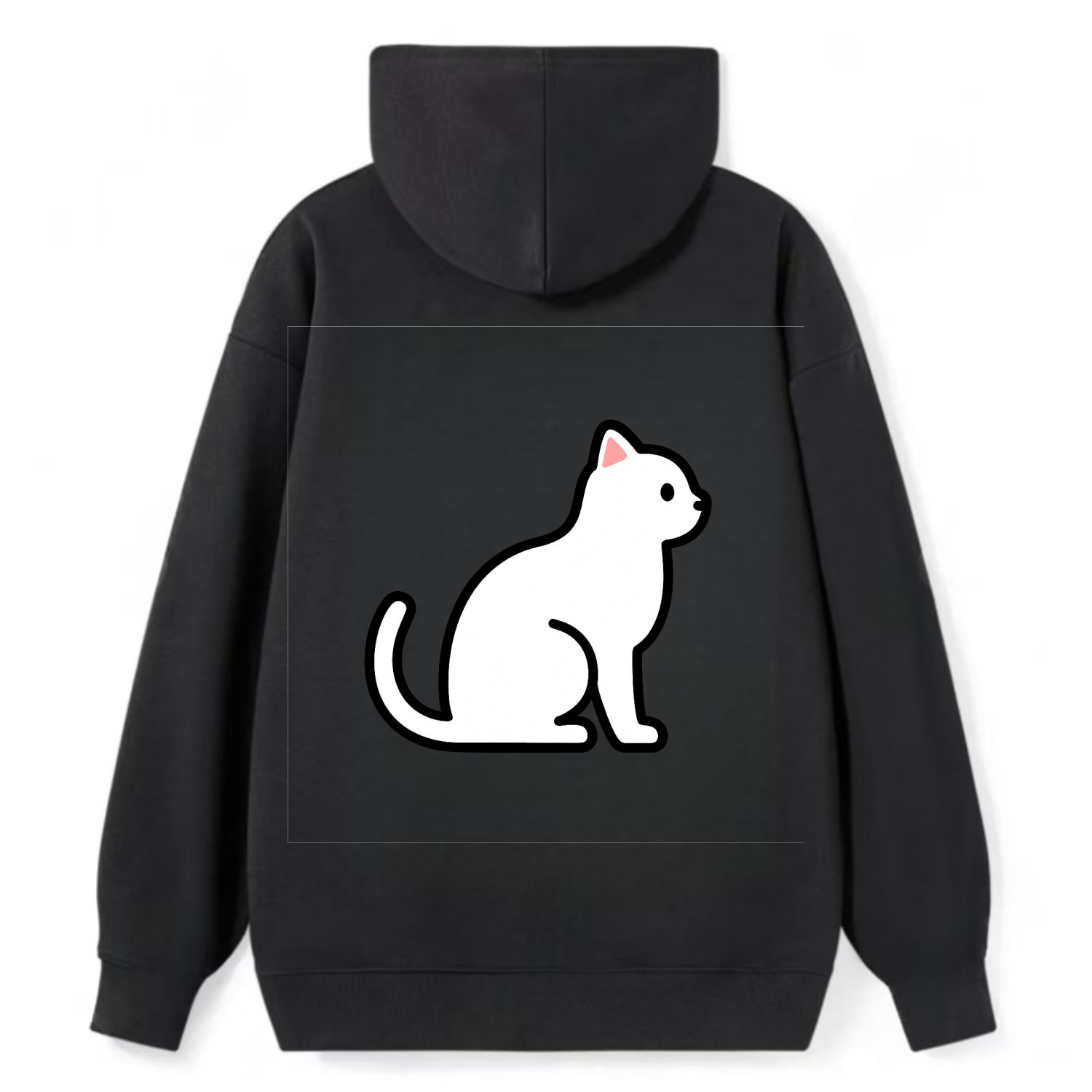 Domestic Shorthair - White classic flat side profile - Classic Pullover Hoodie - Black