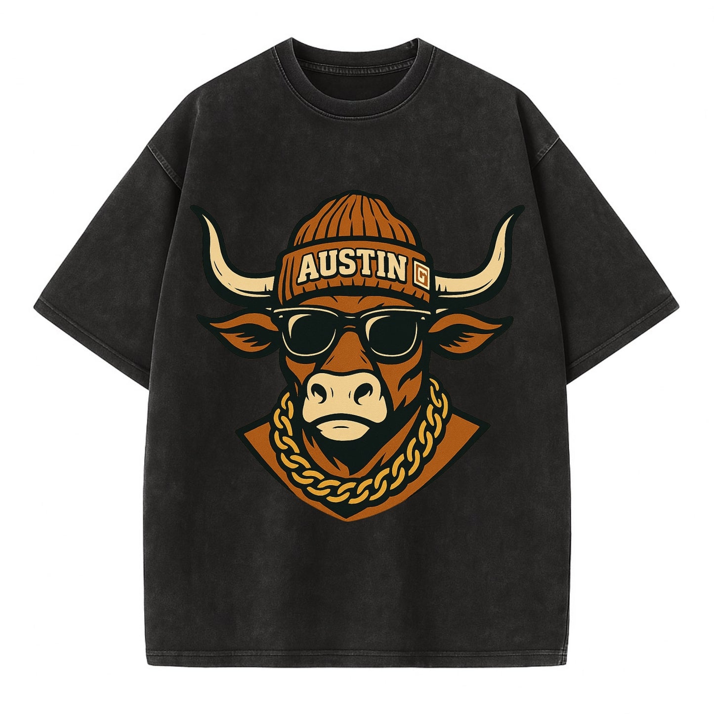 Austin Longhorn - Vintage T-shirt - Black