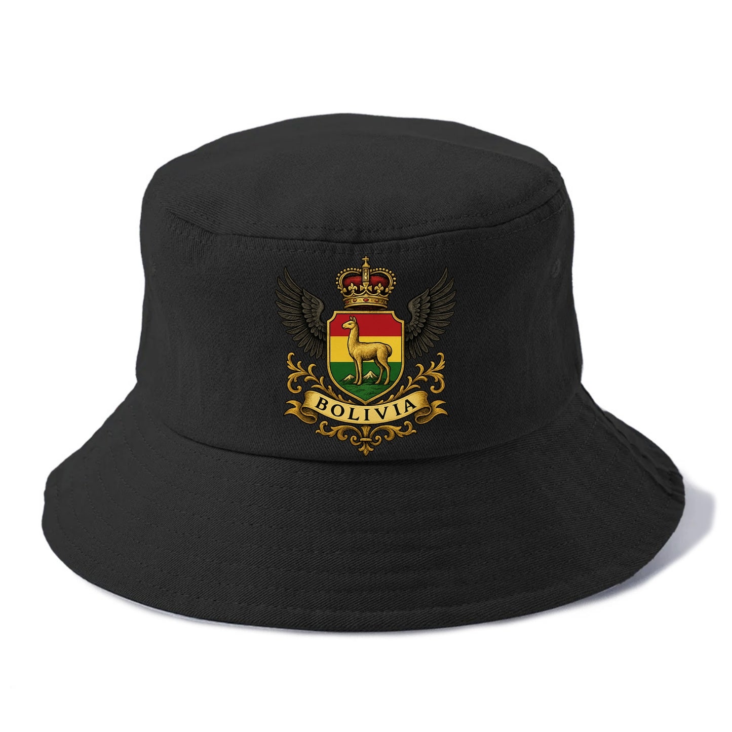 Bolivia Llama Emblem  - Bucket Hat - Black