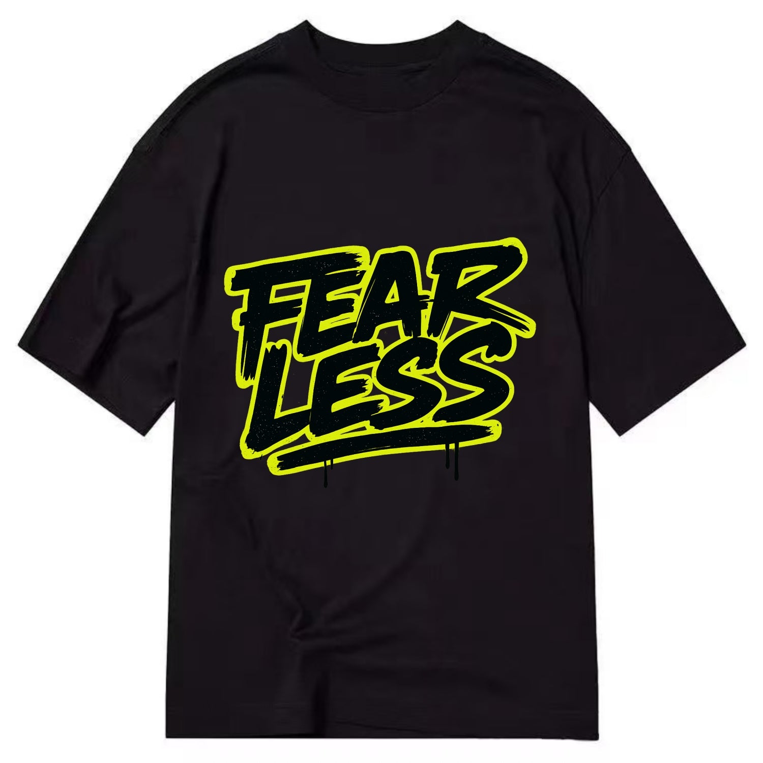 Bold typography design - "FEARLESS" - courage, bravery, facing challenges head on - Classic T-shirt - Black