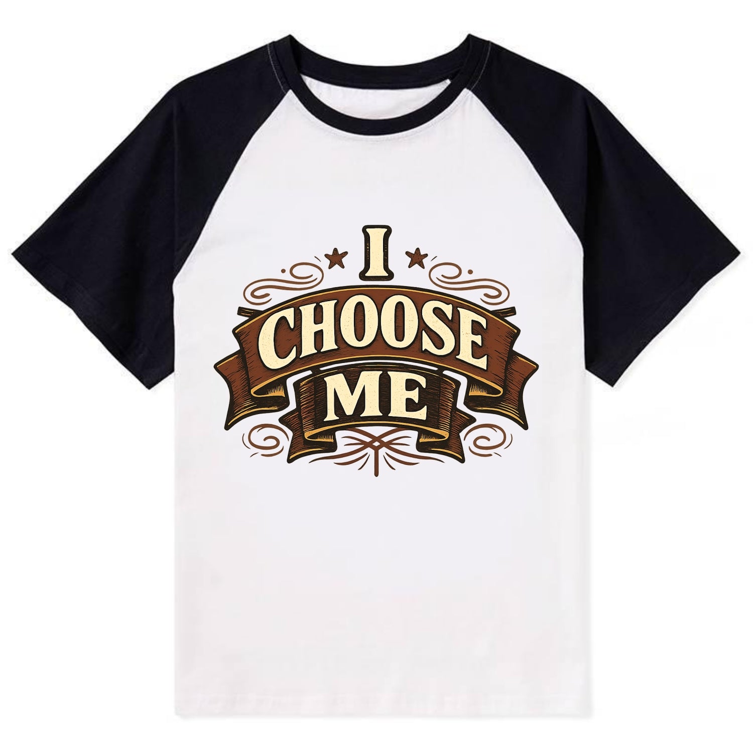 Bold typography design - "I CHOOSE ME" - self-priority, self-selection - Contrast Raglan T-shirt - Black
