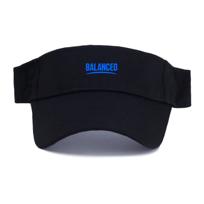 Bold typography design - "BALANCED" - harmony, equilibrium, centered life - Visor - Black