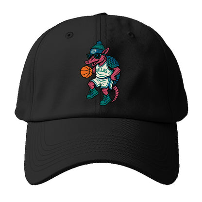 Dallas Armadillo wearing Mavericks beanie with cowboy hat patch and wayfarer - Baseball Cap - Black