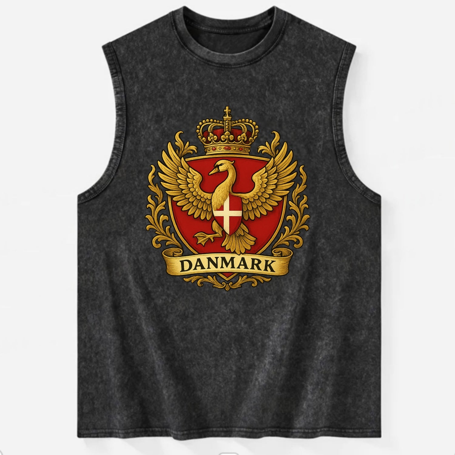 Denmark Heritage Badge  - Vintage Washed Tank - Black