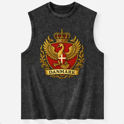 Denmark Heritage Badge  - Vintage Washed Tank - Black