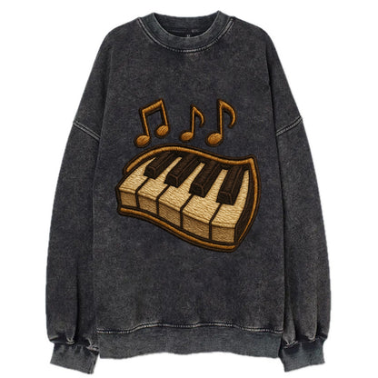 Piano Keys  - Vintage Sweatshirt - Black