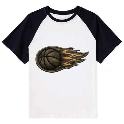 BASKETBALL FLAMING BALL - basketball with - Contrast Raglan T-shirt