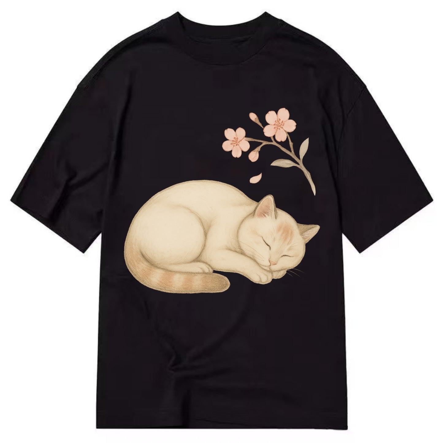 Zen Garden Cat  - Classic T-shirt - Black