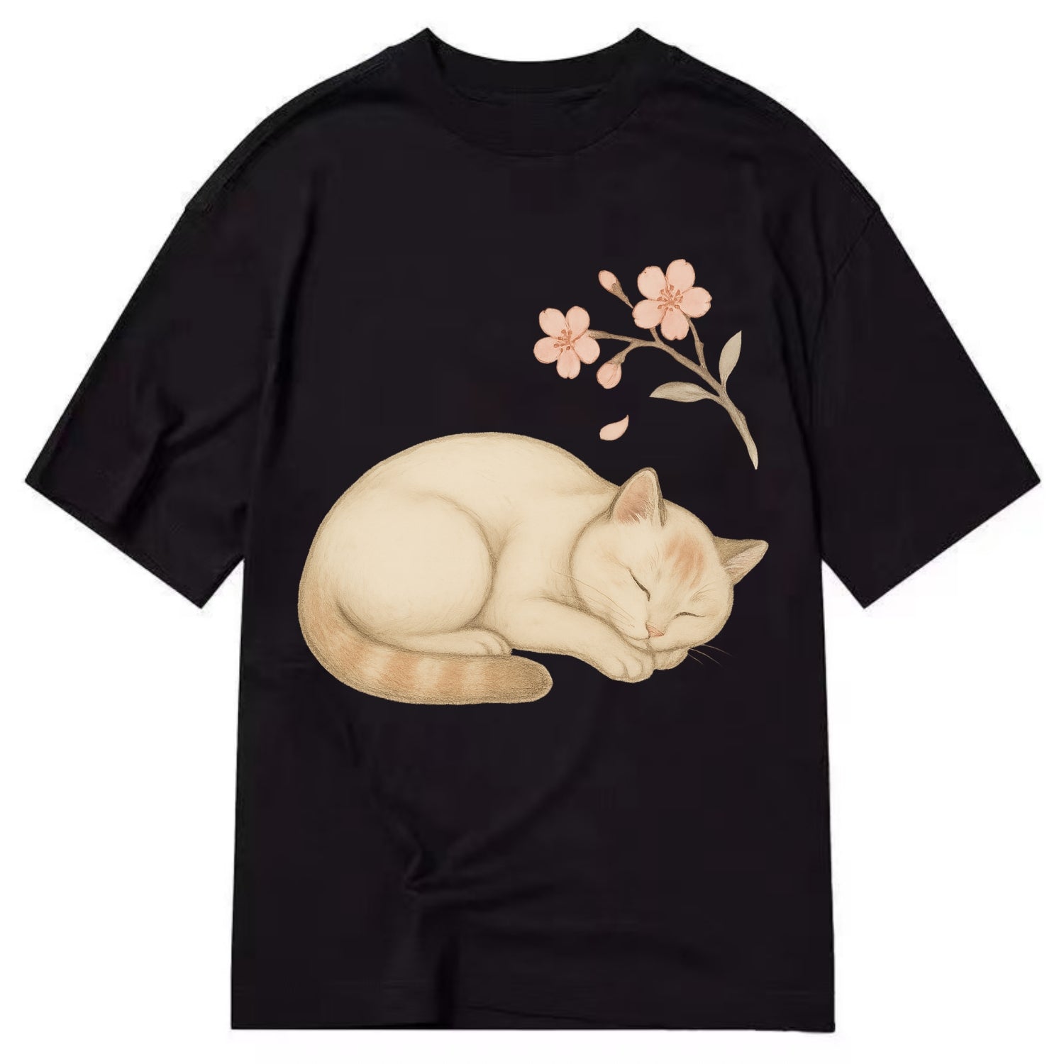 Zen Garden Cat  - Classic T-shirt - Black