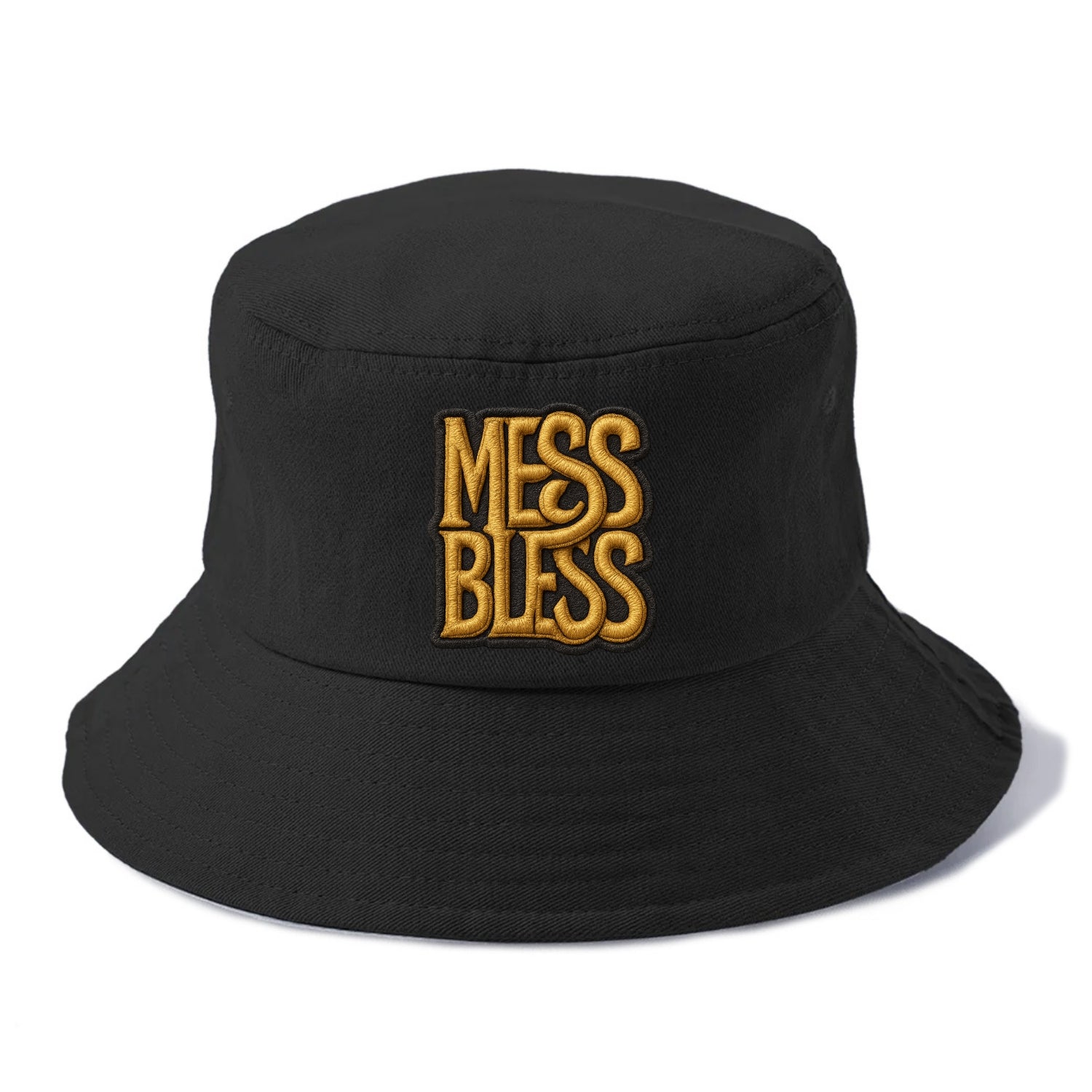MESS;BLESS UP Gold Metallic Visor - Bucket Hat - Black