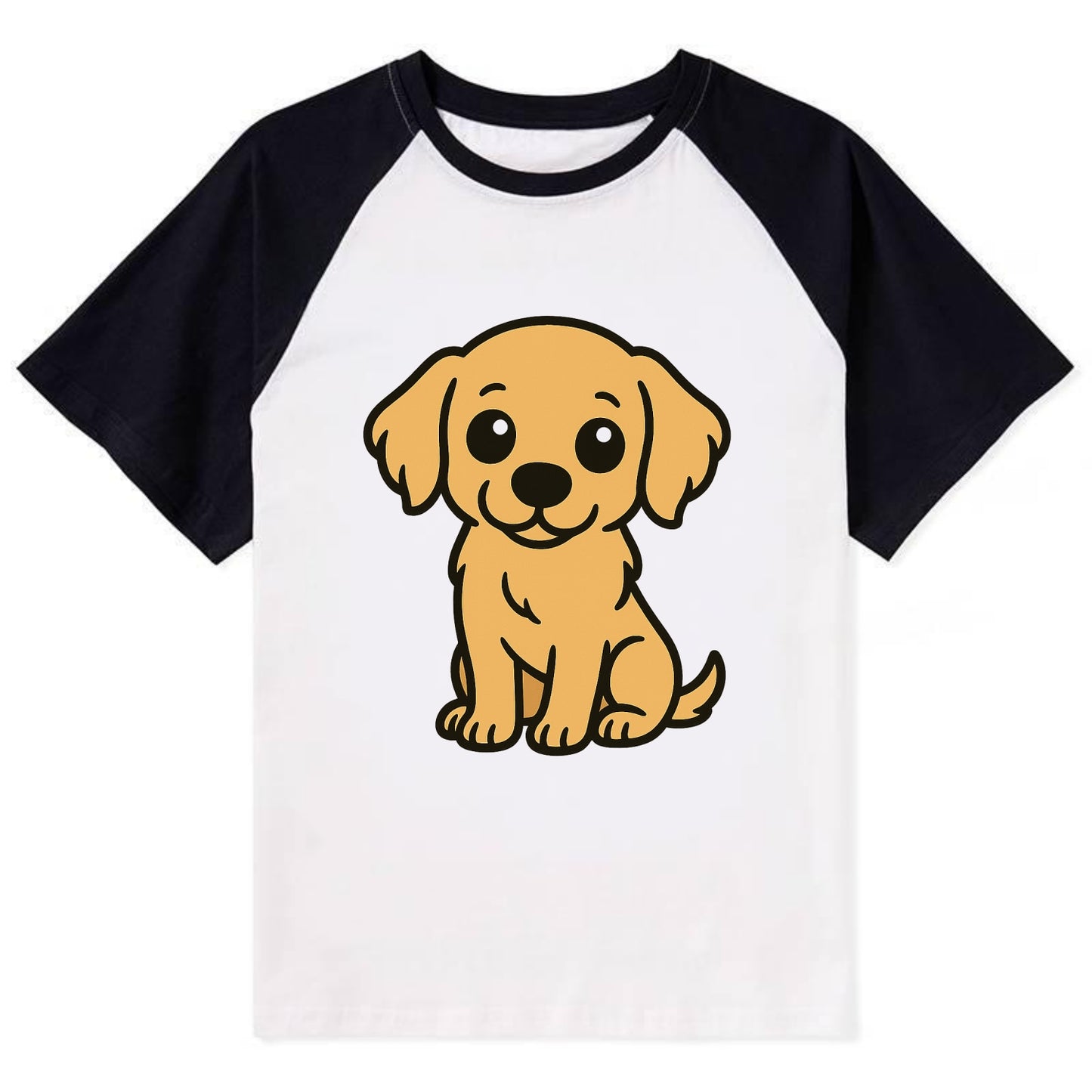 Golden Retriever - Head tilt curious pose - Contrast Raglan T-shirt - Black