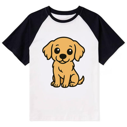 Golden Retriever - Head tilt curious pose - Contrast Raglan T-shirt - Black