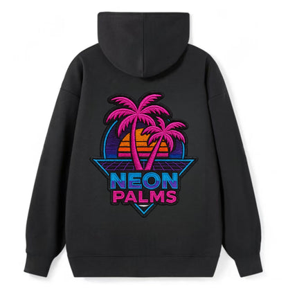 Neon Palms - Classic Pullover Hoodie - Black
