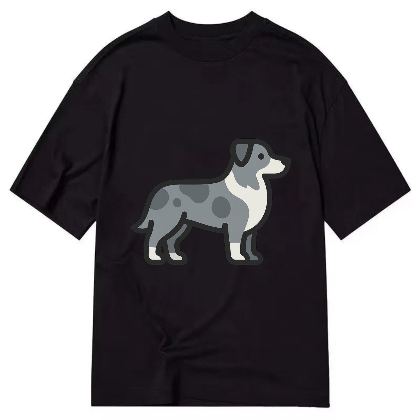 Australian Shepherd - Blue merle flat side profile - Classic T-shirt - Black