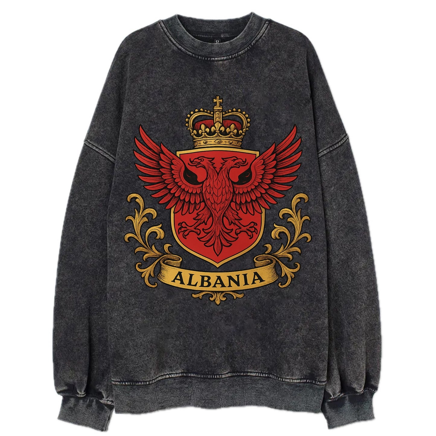 Albania Heritage Badge  - Vintage Sweatshirt - Black