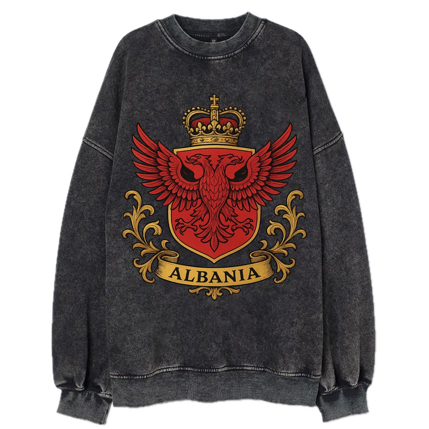 Albania Heritage Badge  - Vintage Sweatshirt - Black