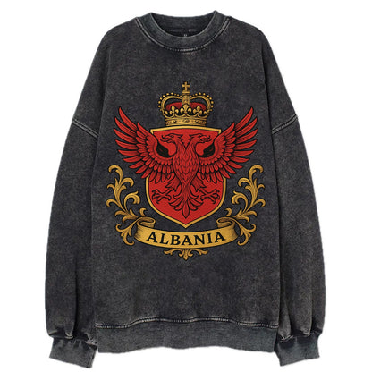Albania Heritage Badge  - Vintage Sweatshirt - Black