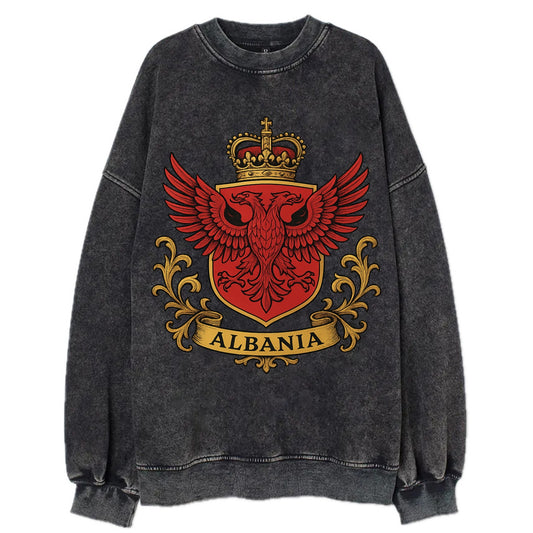 Albania Heritage Badge  - Vintage Sweatshirt - Black