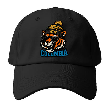 Columbia Tiger wearing Missouri beanie with Mizzou patch - Baseball Cap For Big Heads - Black