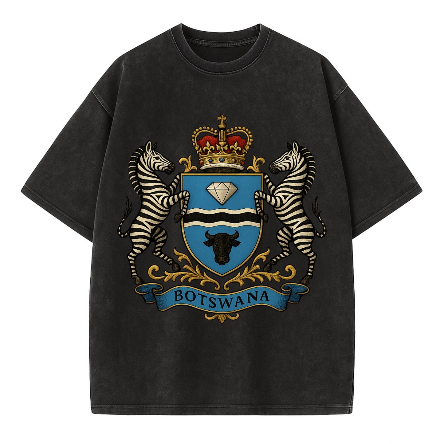 Botswana Heritage Badge  - Vintage T-shirt - Black